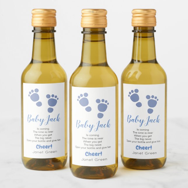 Niedlich Foot Print Baby Dusche Gefallen Mini Flas Weinetikett (Flaschen)