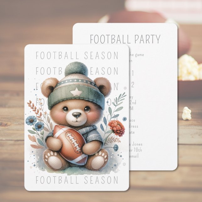 Niedlich Football-Party Einladung (Cute Football Party Invitation (front and back))