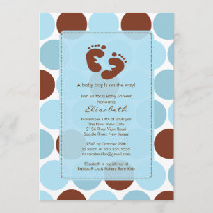 Niedlich Footprint Boy Baby Shower Einladung