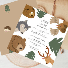 Niedlich Forest Friends Woodland Grüne Kinderdusch Einladung