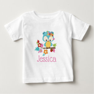Niedlich Forest Owl Baby Girl Personalisiert Monog T-shirt