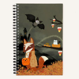 Niedlich Fox and Bat Sketch Journal Notizbuch
