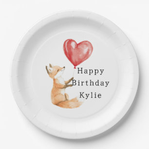 Niedlich Fox Animal Heart Ballon Geburtstag Pappteller