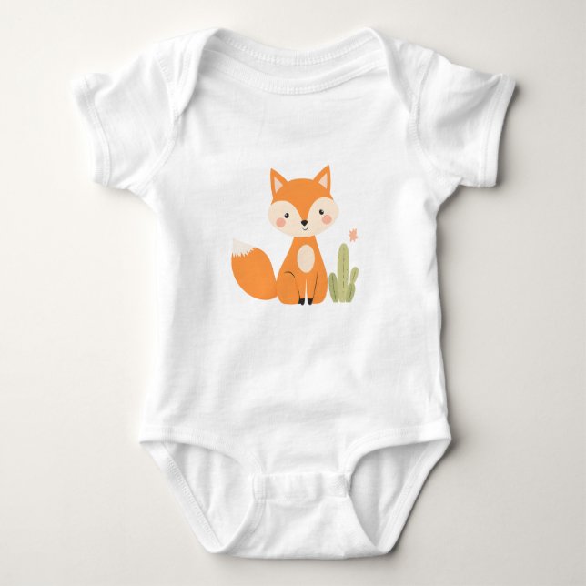 Niedlich Fox Baby Jersey Bodysuit Strampler (Vorderseite)