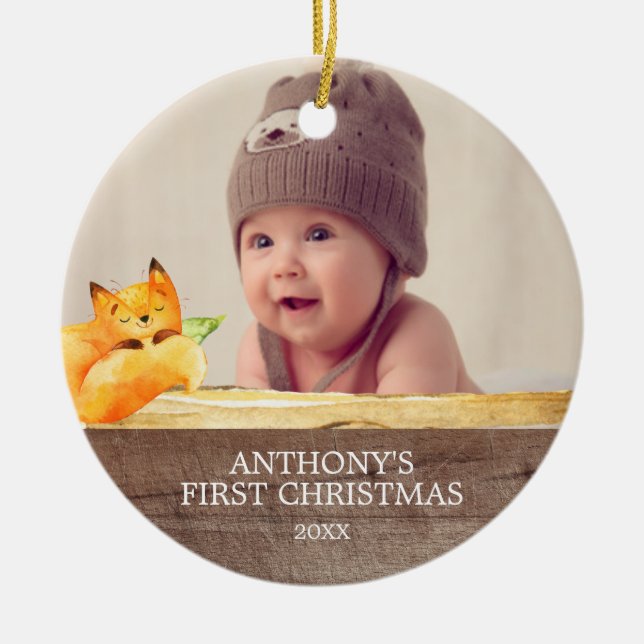 Niedlich Fox Baby's 1. Foto Weihnachtsschmuck (Vorne)