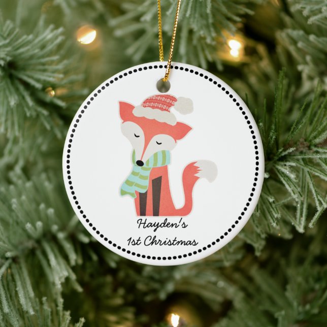 Niedlich Fox Baby's Christmas Winter Woodland Rust Keramikornament (Baum)