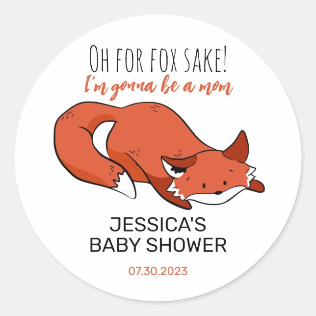 Niedlich Fox Cartoon Mama als Kinderdusche Runder Aufkleber (Vorderseite)