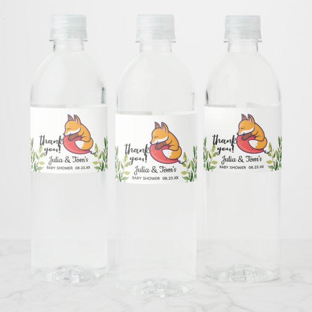 Niedlich Fox Danke, Baby Dusche (Flaschen)