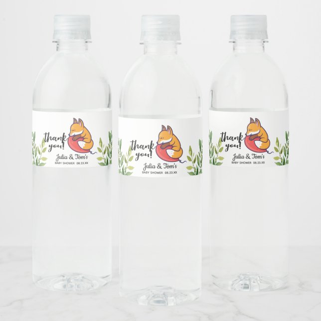 Niedlich Fox Danke, Baby Dusche (Flaschen)
