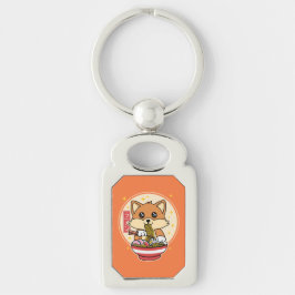 Niedlich Fox Eating Ramen Kawaii Japanisches Leben Schlüsselanhänger