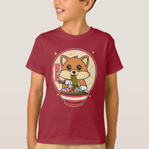 Niedlich Fox Eating Ramen Kawaii Japanisches Leben T-Shirt