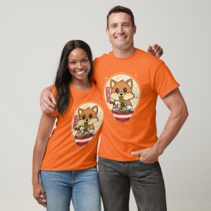 Niedlich Fox Eating Ramen Kawaii Japanisches Leben T-Shirt