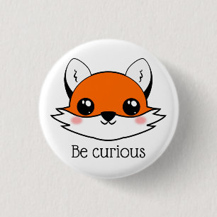 Niedlich Fox Face ist neugierig Button