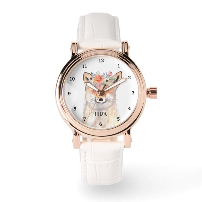 Niedlich Fox Girly Wildlife Animals Damen Wasserfa Armbanduhr (Vorderseite)
