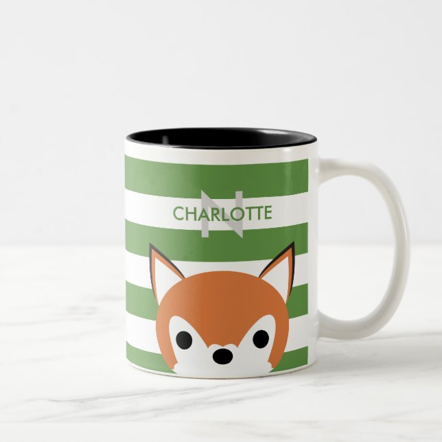 Niedlich Fox-Individuelle Name & Initial Zweifarbige Tasse (Rechts)