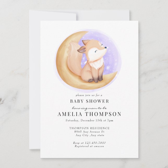 Niedlich Fox | Kinderdusche Einladung (Vorderseite)