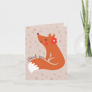 Niedlich Fox mit Blume "Danke" Dankeskarte