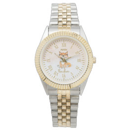 Niedlich Fox mit Brillen Mathematik Lehrer Roman Z Armbanduhr