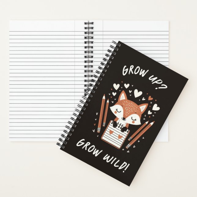 Niedlich Fox mit Journal - "Grow Up? Grow Wild!" Notizbuch (Innen)