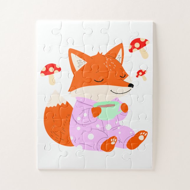 Niedlich Fox Pajama Puzzle für Kinder (Vertikal)