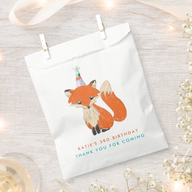 Niedlich Fox Party Hat Woodland Vielen Dank Geschenktütchen (Ausgeschnitten)