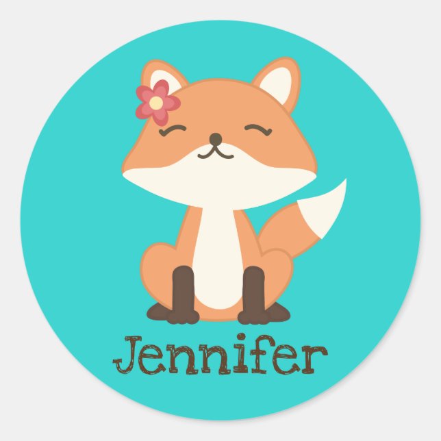 Niedlich Fox Personalisiert Sticker Umschlag Aufkl (Vorderseite)