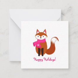 Niedlich Fox Pink Scarf Herzstück Mini Weihnachten Mitteilungskarte