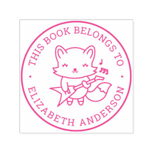 Niedlich Fox Play Gitarre Personalisiert Name Book Permastempel