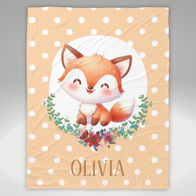 Niedlich Fox Polka Dot Elegant Fleecedecke (Von Creator hochgeladen)