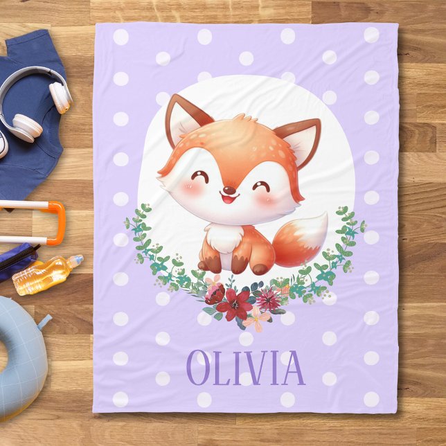Niedlich Fox Polka Dot Elegant Fleecedecke (Von Creator hochgeladen)