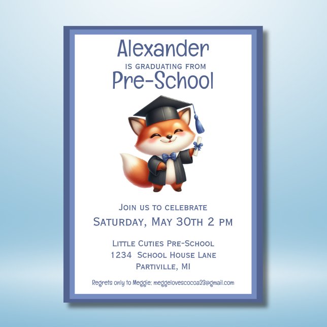 Niedlich Fox Preschool Kids Graduation Party Einladung (Von Creator hochgeladen)