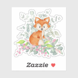 Niedlich Fox und Grünpflanzen Aufkleber