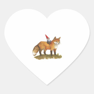 Niedlich Fox und sein Freund Gnome Herz-Aufkleber