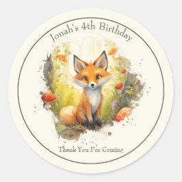 Niedlich Fox "Vielen Dank" Geburtstag Gunst Rundst Runder Aufkleber