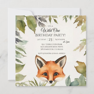 Niedlich Fox Wild One 1. Geburtstag Party Einladung