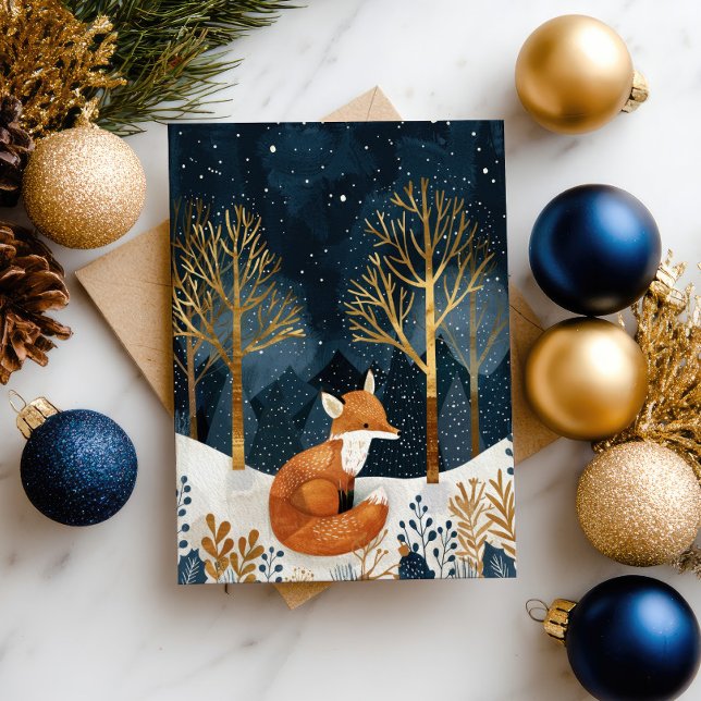 Niedlich Fox Winter Woodland Weihnachten Postkarte (Von Creator hochgeladen)