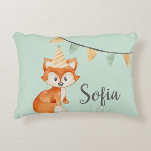 Niedlich Fox Woodland Party Happy Birthday Mint Dekokissen