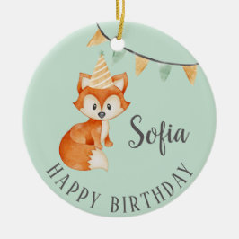 Niedlich Fox Woodland Party Happy Birthday Mint Keramik Ornament