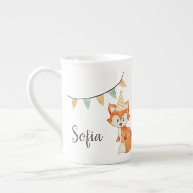 Niedlich Fox Woodland Party Hutpink Prozellantasse (Links)