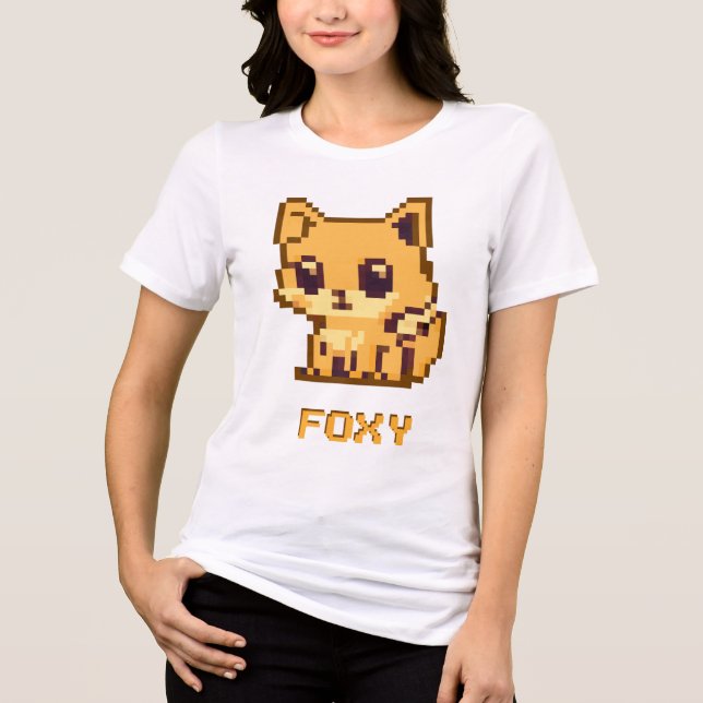 Niedlich Foxy Pixel Art T - Shirt Design (Vorderseite)