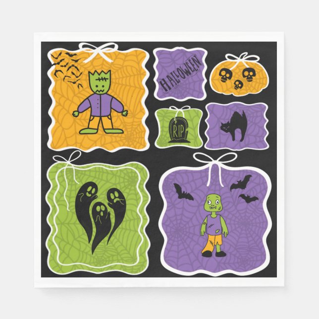 Niedlich Frankenstein Coquette Halloween Serviette (Vorderseite)
