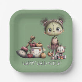 Niedlich Frankenstein Girl Kids Halloween Pappteller