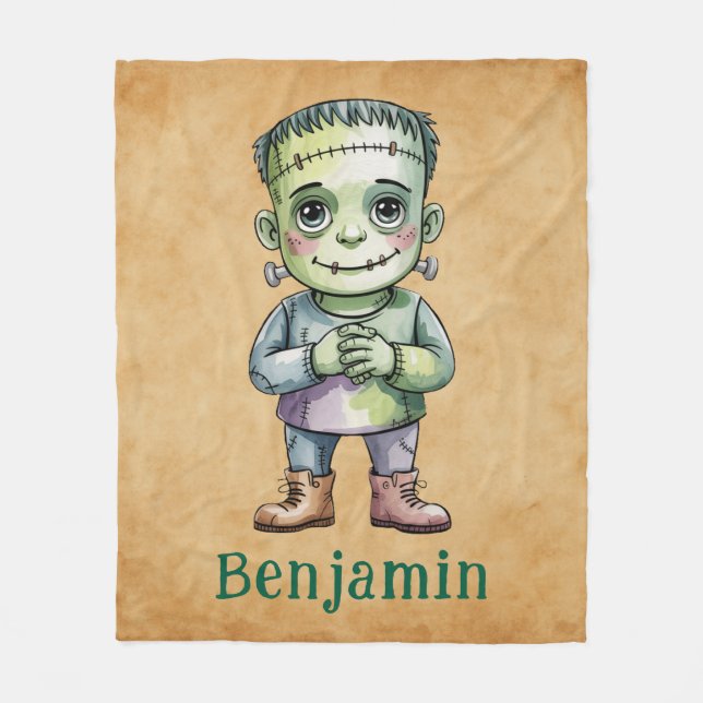 Niedlich Frankenstein Halloween Geburtstagsmasspen Fleecedecke (Vorderseite)