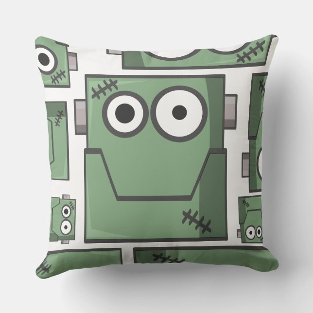 Niedlich Frankenstein Halloween Square Kissen (Rückseite)