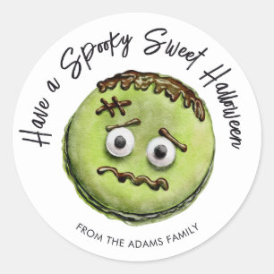 Niedlich Frankenstein Monster Green Macaron Runder Aufkleber