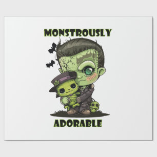 Niedlich Frankenstein Monster mit Plushie Geschenkpapier