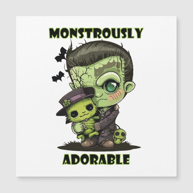 Niedlich Frankenstein Monster mit Plushie Magnetkarte (Vorderseite)