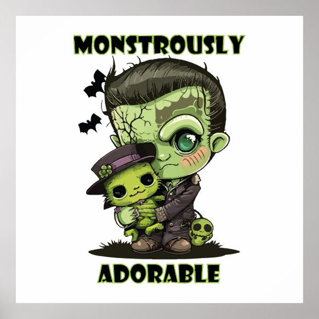 Niedlich Frankenstein Monster mit Plushie Poster (Vorne)