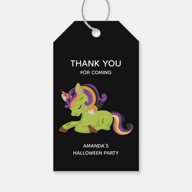 Niedlich Frankenstein Unicorn Halloween Geschenkanhänger (Vorderseite)