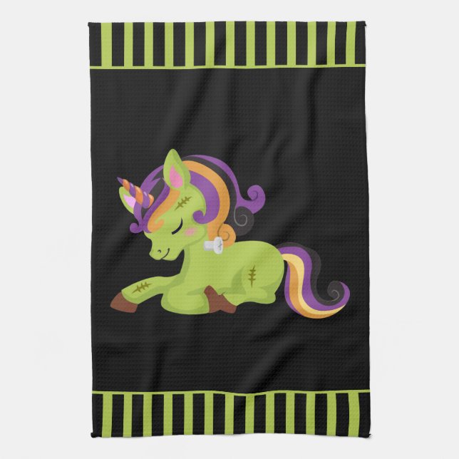 Niedlich Frankenstein Unicorn Halloween Küchentuch (Vertikal)